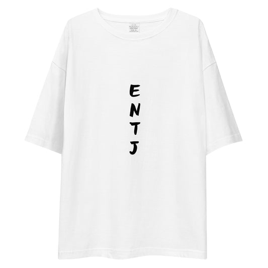 「ENTJ」ビッグシルエットTシャツ (白/縦)