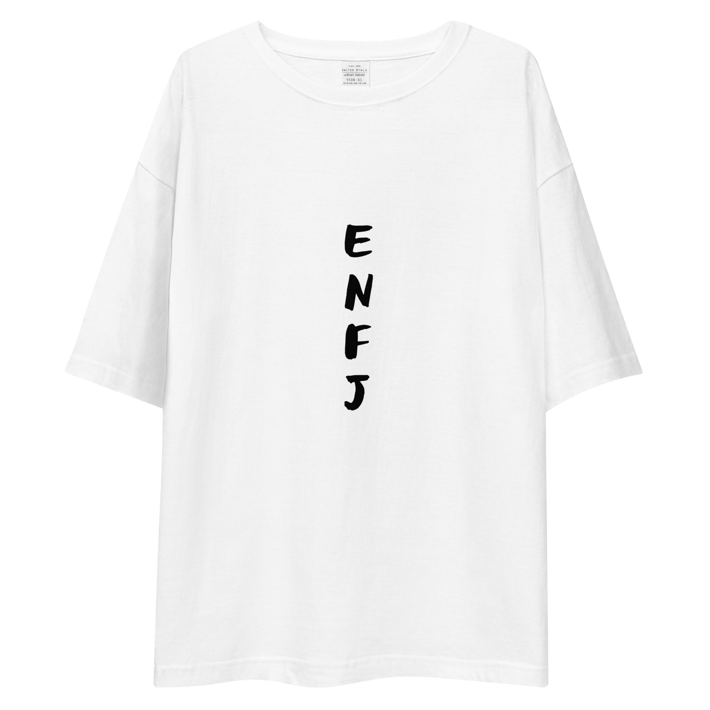 「ENFJ」ビッグシルエットTシャツ (白/縦)