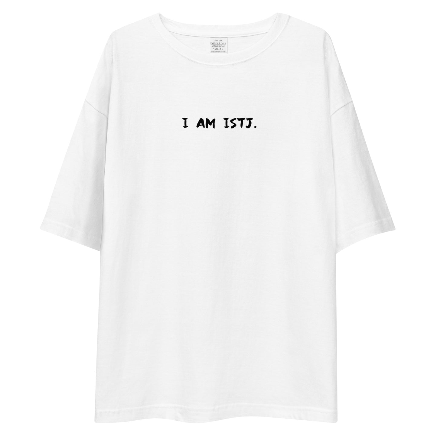 「I AM ISTJ」ビッグシルエットTシャツ (白/横)