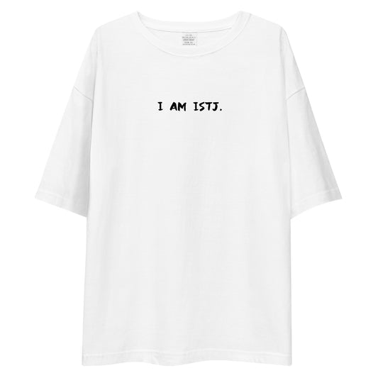 「I AM ISTJ」ビッグシルエットTシャツ (白/横)