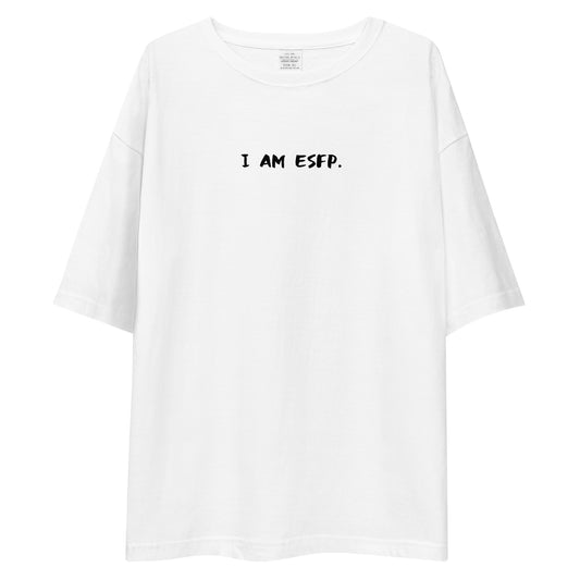 「I AM ESFP」ビッグシルエットTシャツ (白/横)